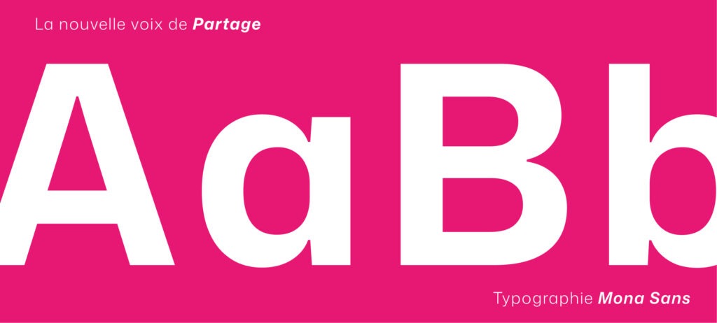 Gros plan de la typographie choisie pour l'identité visuelle de Partage