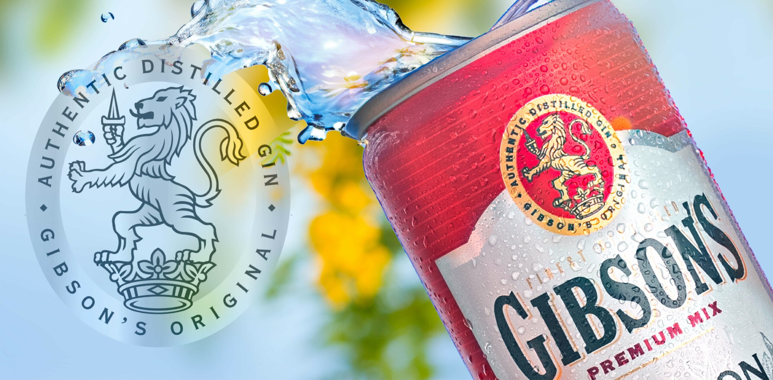 Canette Gibson's en l'air avec la boisson liquide qui jaillit de celle-ci